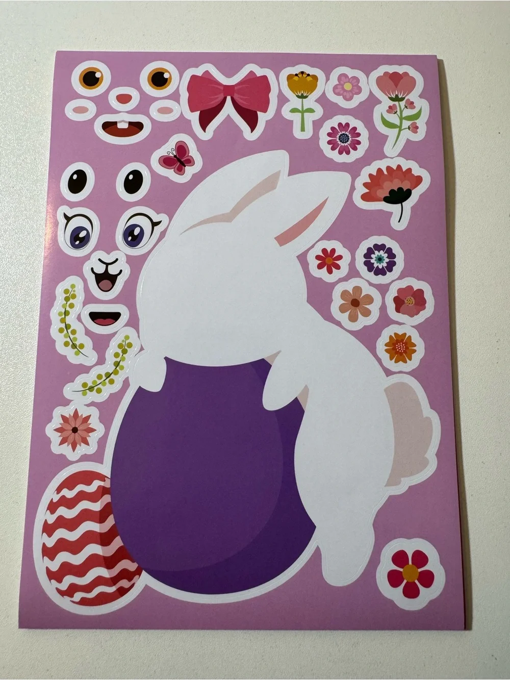 24 Easter Bunny & Egg Sticker Sheets - Colorful Party Stickers (Assorted Colors)